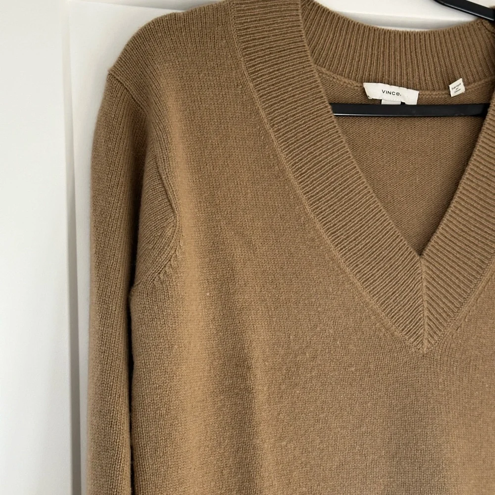 Tan V-Neck Sweater - Picture 6 of 12